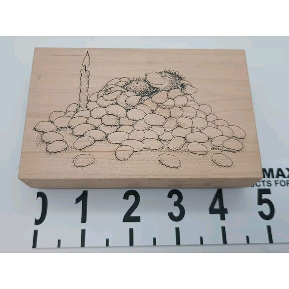 House Mouse Candle & Jelly Beans Birthday Sleep Nap Stampa Rosa Rubber Stamp 71 - Picture 3 of 4